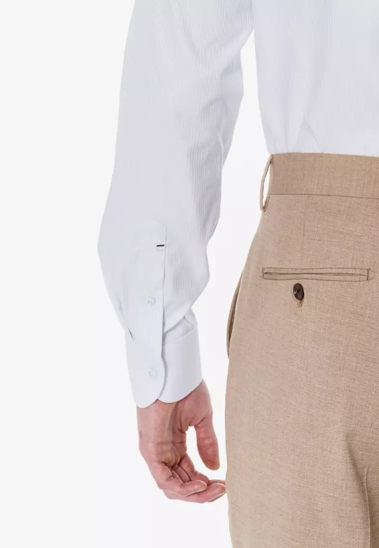 Milano Collection Light Blue Grey Striped Slim Fit Shirt