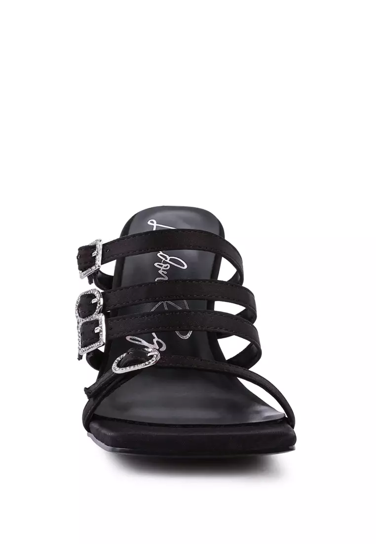 Black diamante sandals mid heel online