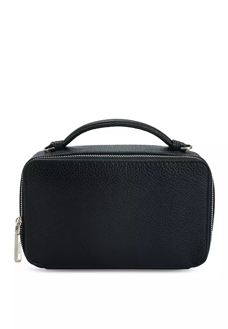 Double zip clearance leather crossbody bag