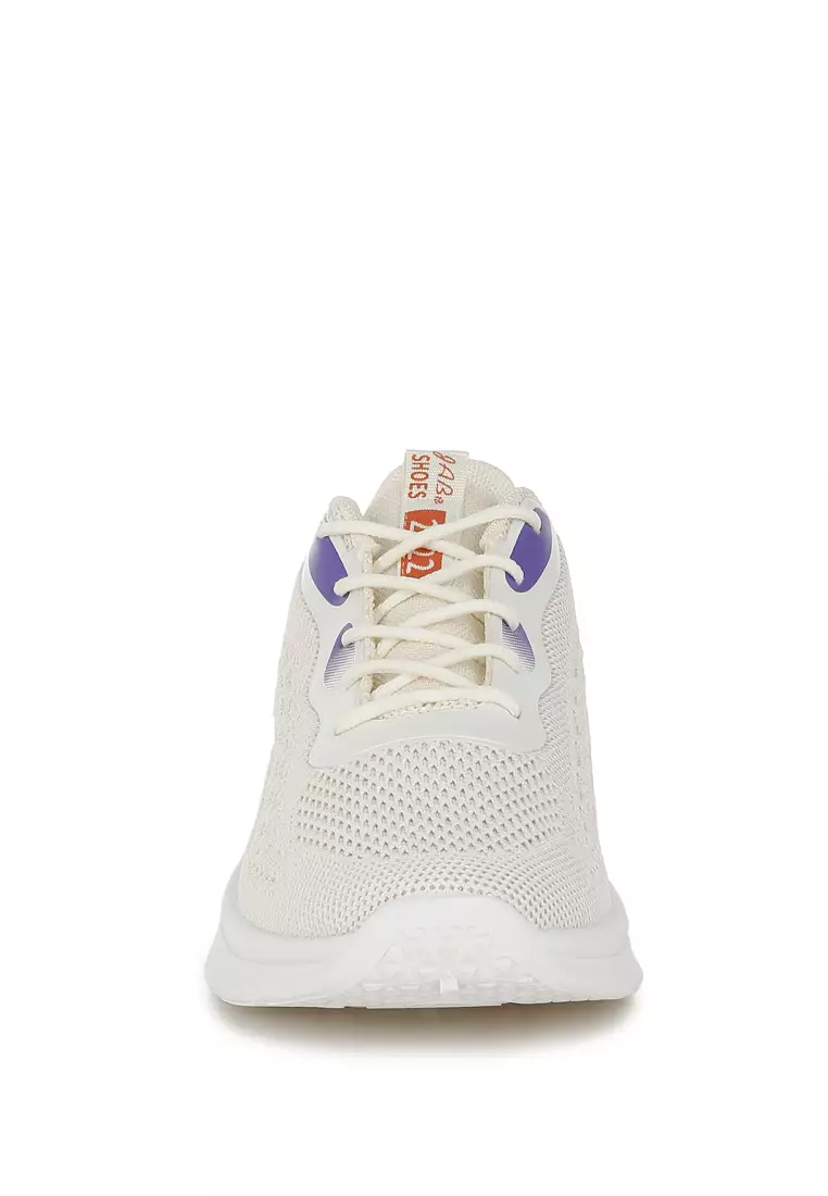 Contrasting Detail Lace-Up Sneakers in Beige