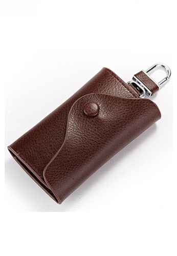 HAPPY FRIDAYS brown Cow Leather Snap Button Key Case JW AN-Y015 73764ACE873208GS_1