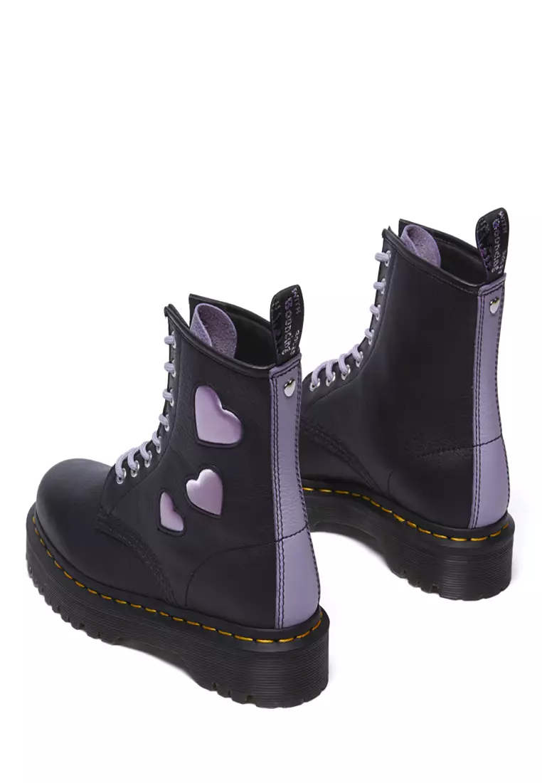 1460 Zip Heart Virgina Satin Lux Leather Lace Up Boots Black - Women