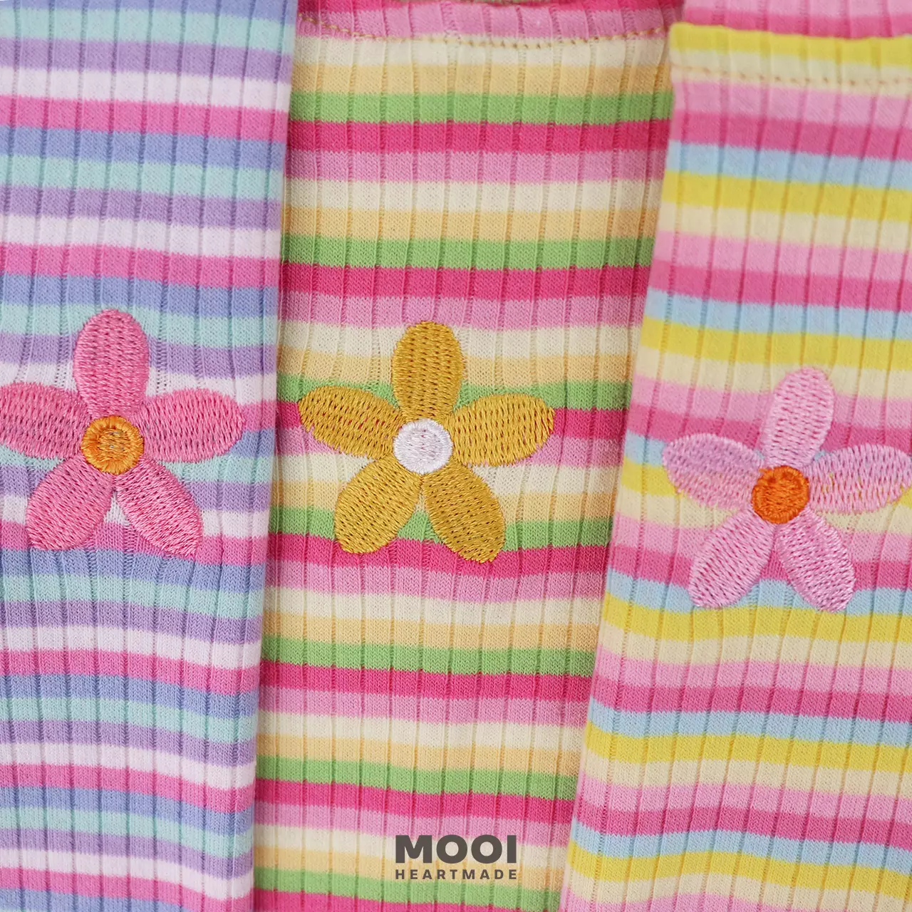 Mooi Atasan Anak Perempuan Lucy Rib Striped Tee - Lavender