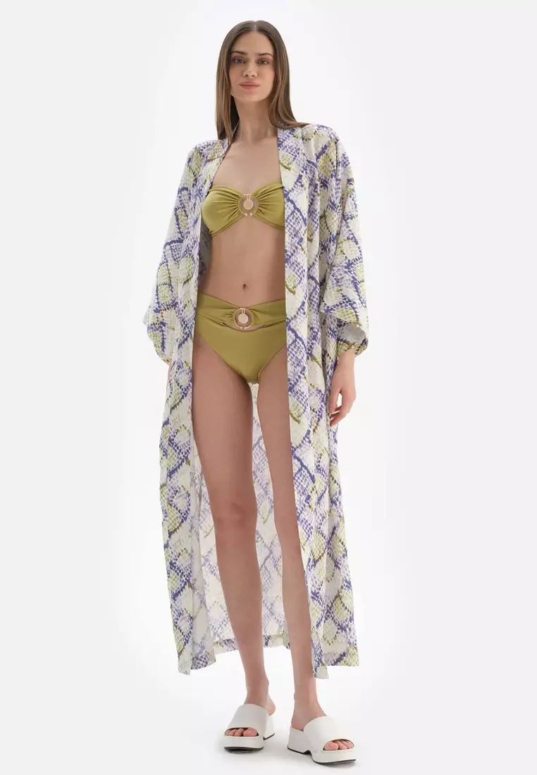 Green Kimono, Long Sleeve Beachwear for Women