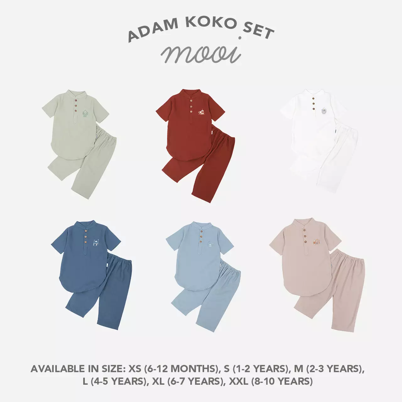 Mooi Adam Koko Set Setelan Koko Anak Raya Collection V1 - Dusty Blue V1