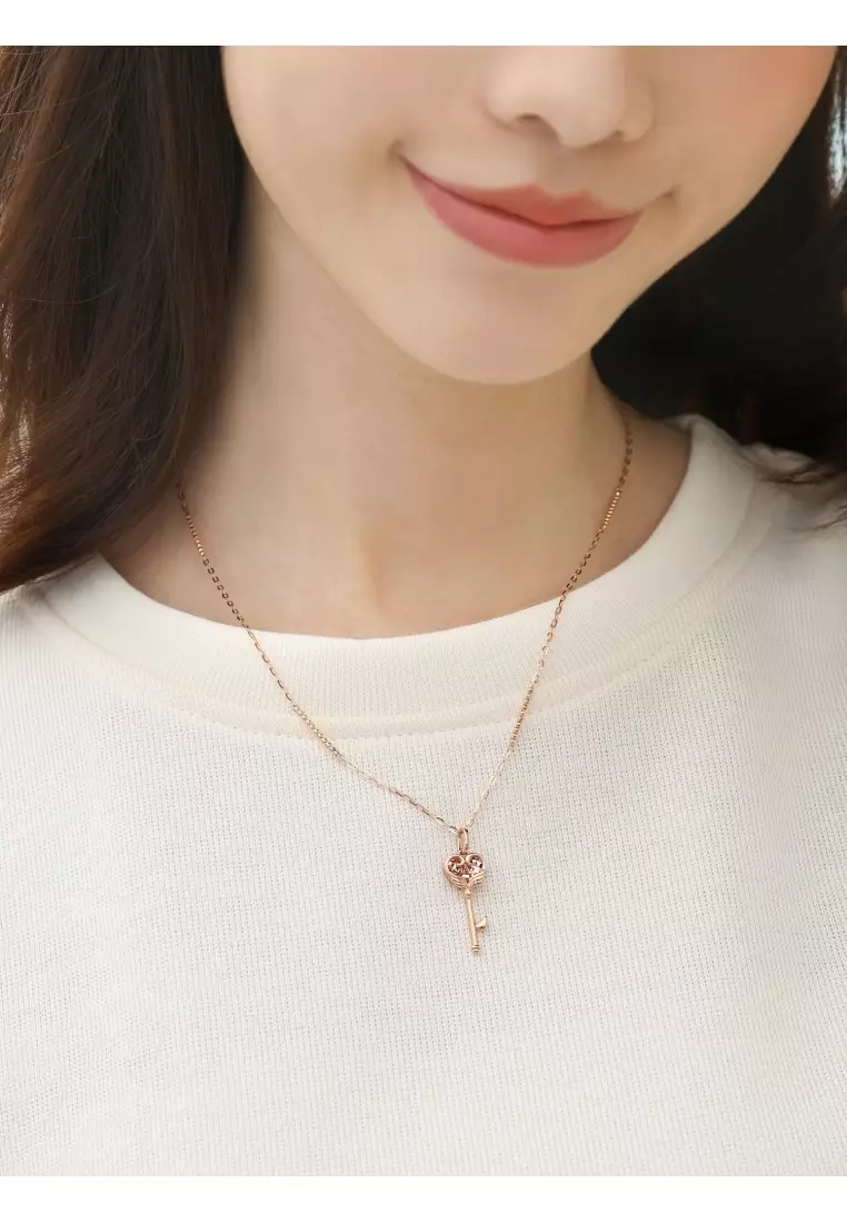 Delicate Gold 18K Rose Gold Romantic Hearted Key Pendants for Women 92776P (Necklace not included)