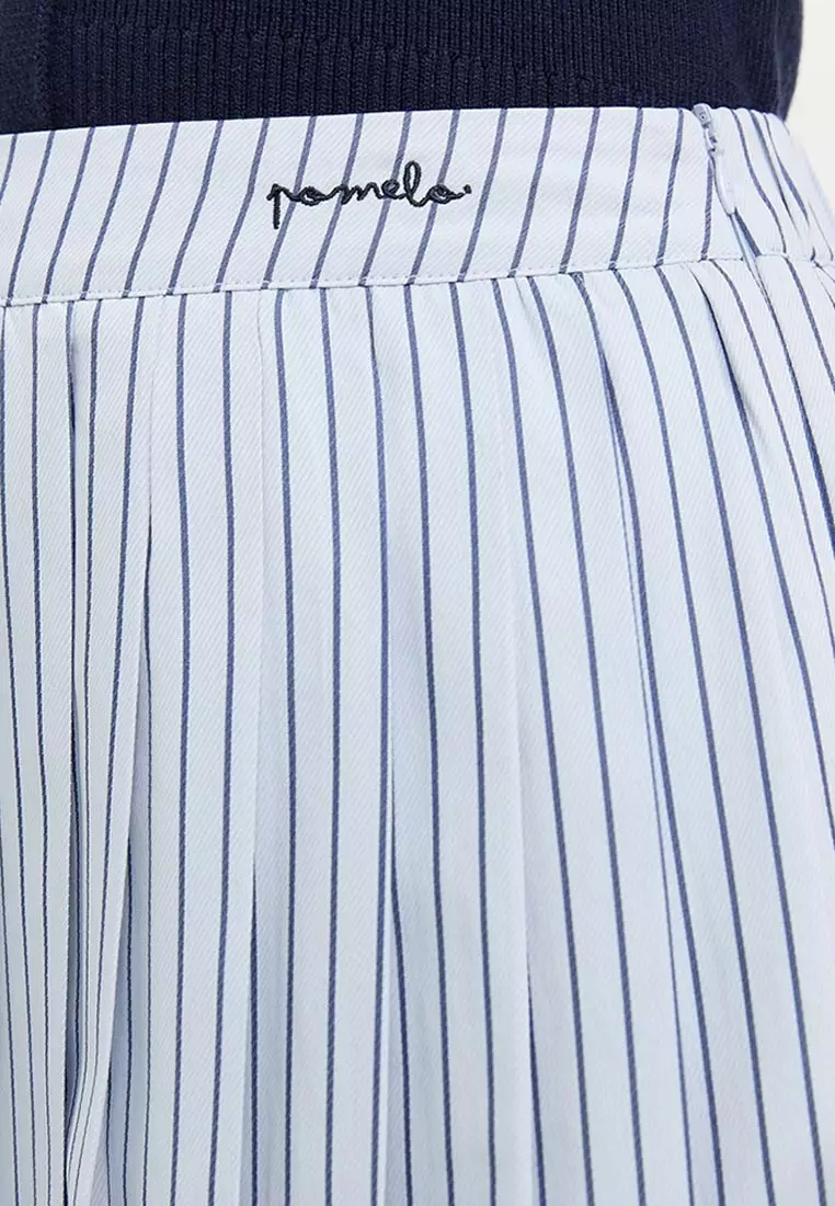 Pleated Striped Skirt