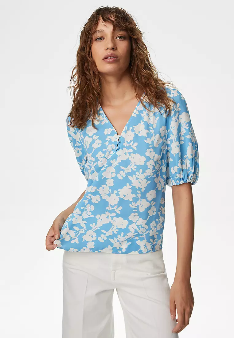 Jual Marks Spencer Floral V-Neck Blouse Original 2025 ZALORA