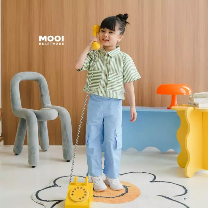 Mooi Celana Panjang Chinos Cargo Anak Perempuan Rachel Cargo Pants - Navy