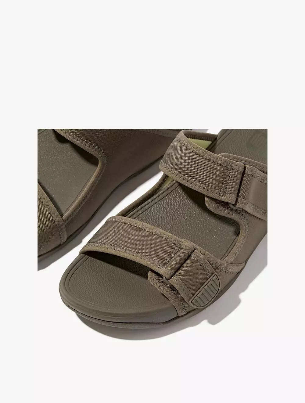 Fitflop Gogh Moc Men's Adjustable Water-Resistant Slides - Deep Olive/Lime