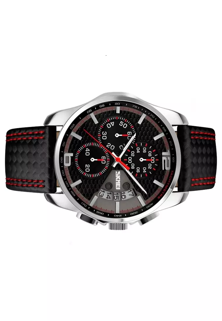 Jam Tangan Kasual Analog Pria Waterproof Strap Tali Material Leather QQ11 ORIGINAL