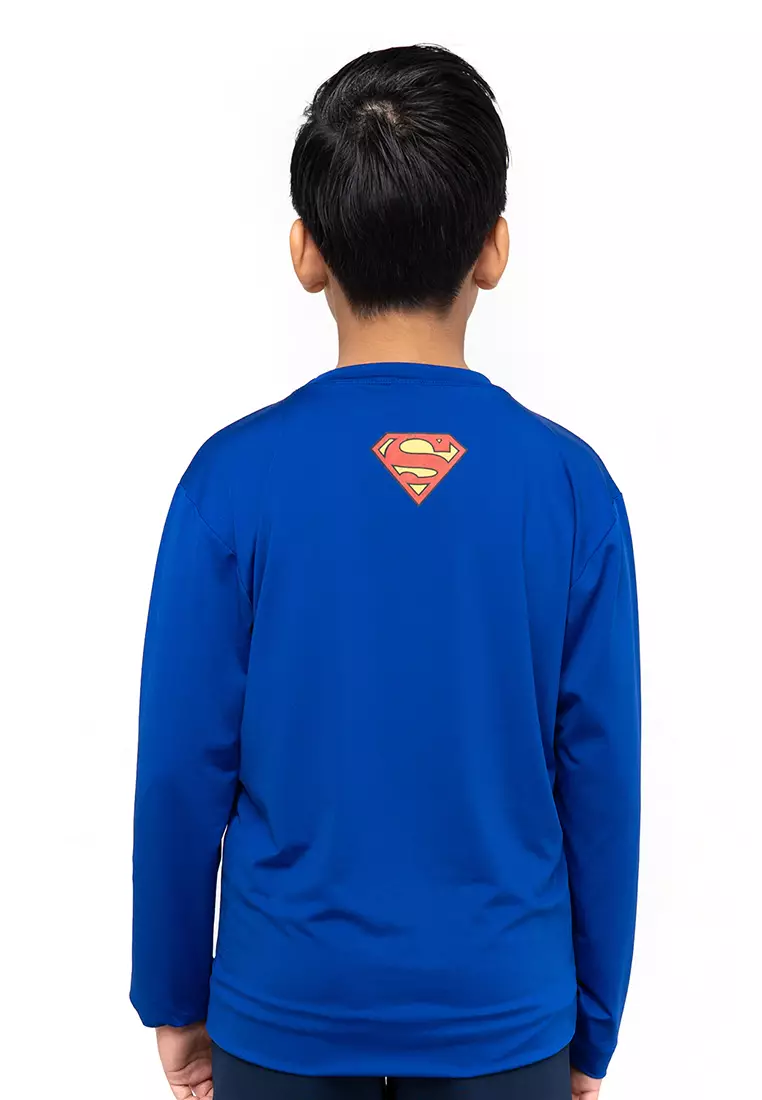 Flexzone Long Sleeves Sport Shirts Kids Teen DC Comics Superman Blue