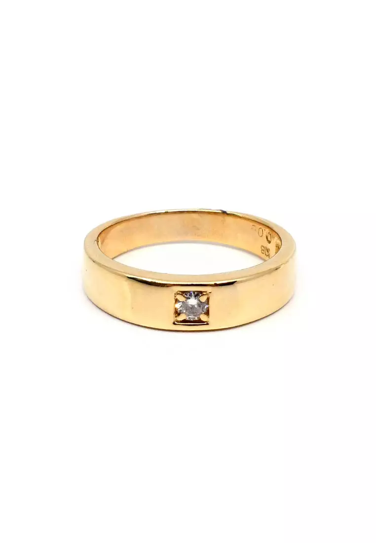 18K Japan Made Yellow Gold Lady Ring with Diamonds