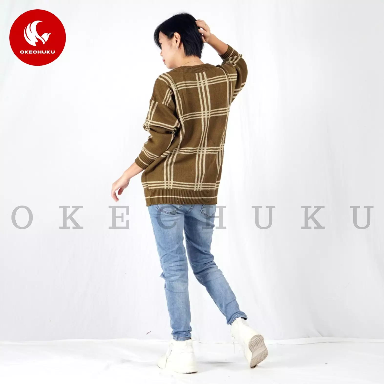  KARDIGAN MINGYU Cardigan Rajut V Neck Unisex Pria Wanita - Bronze