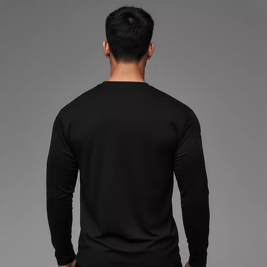 MTI76 Kaos Tangan Panjang Pria Long Sleeve Logo With Katakana Paragraph Black