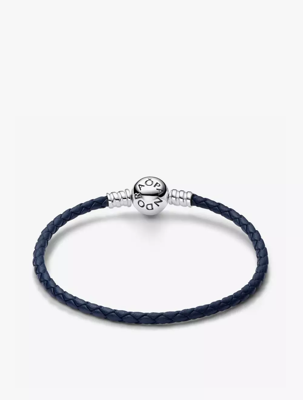 Blue leather bracelet with sterling silver clasp