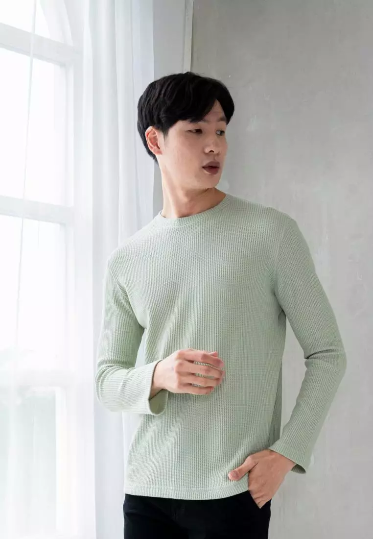 Kale Raffle Light Green / Kaos Polos Tekstur Lengan Panjang Pria / Unisex