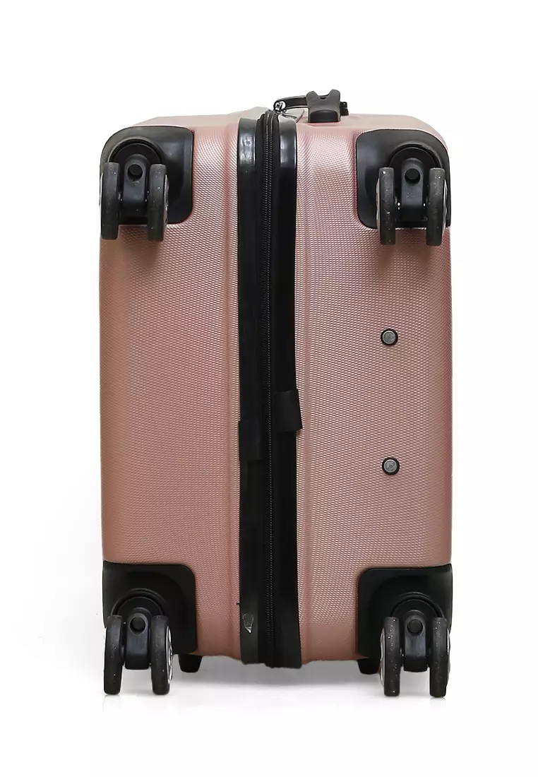 Isvara Tas Koper Hardcase One Set Unisex Large Compartment Suitcase Code Lock System Material ABS+PVC Coated ORIGINAL - Rose Gold