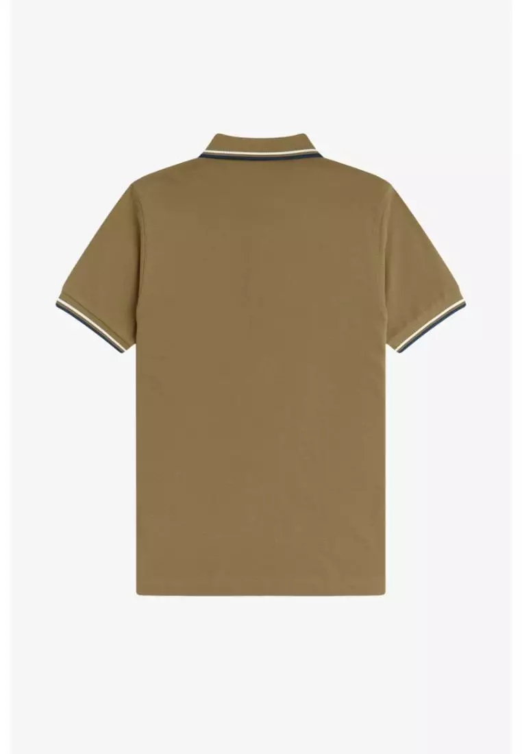 Fred Perry M3600 Twin Tipped Fred Perry Shirt (Shaded Stone / Ecru / Dark Petrol)