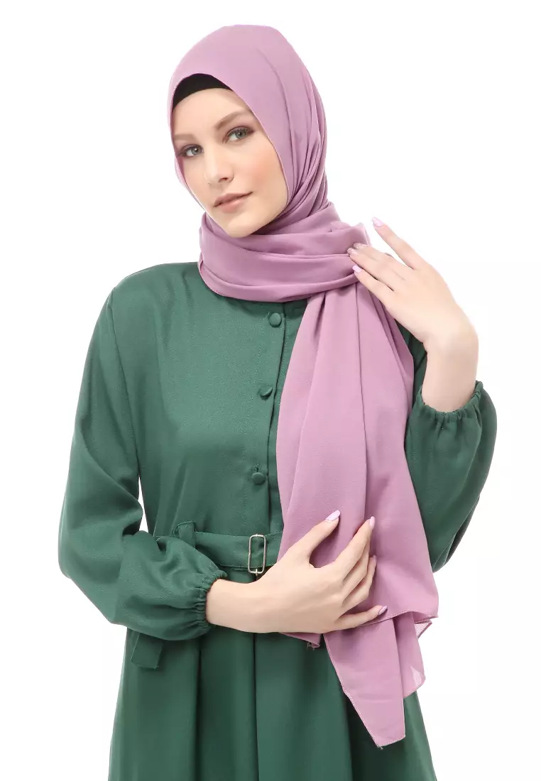 Cindy Hijab Pashmina Panjang Wanita Motif Polos Relaxed Fit - Lavender