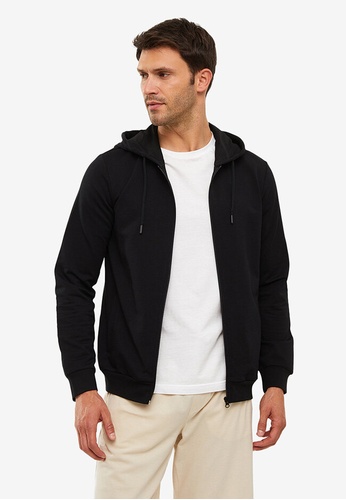 LC WAIKIKI black Basic Men's Hoodie DC1C2AA3DB0EB9GS_1