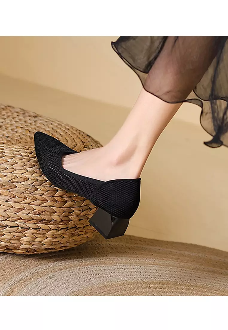 4CM Pointy Hollowed Flyknit Pumps XSN6818