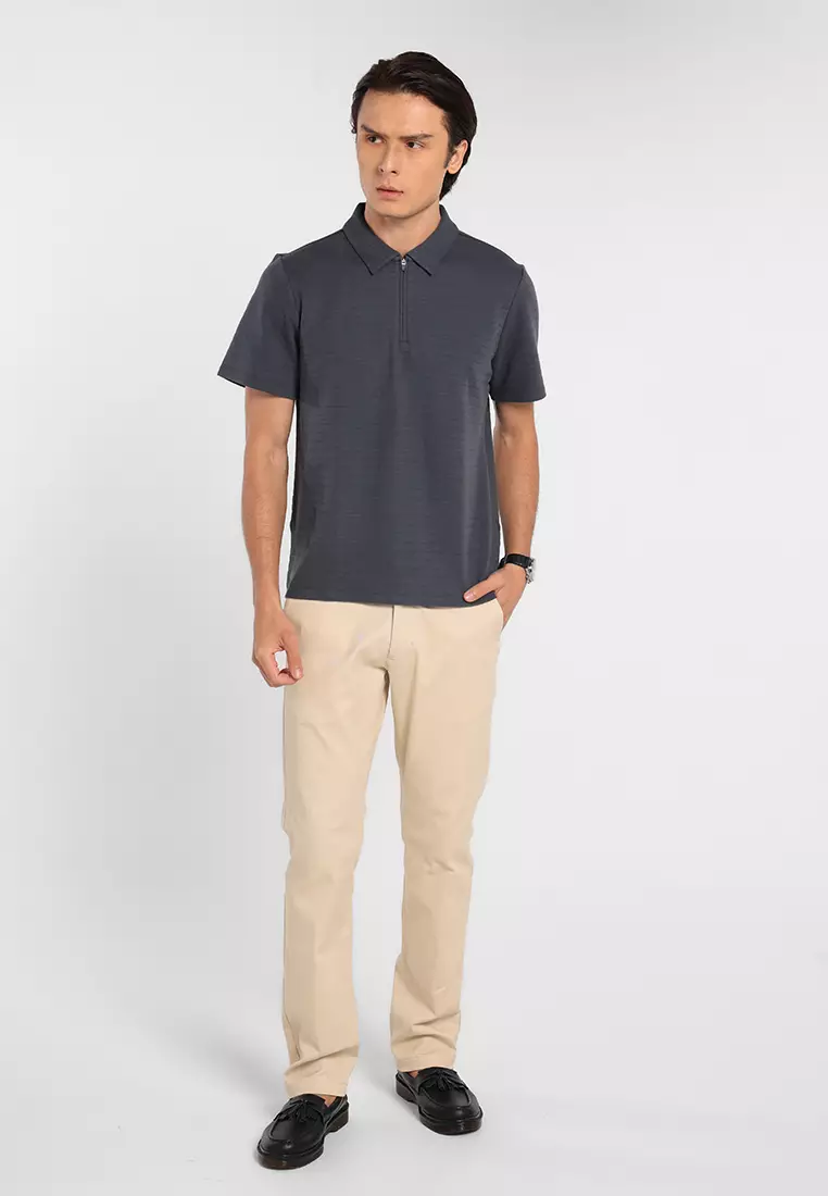 MANZONE - Kaos Polo Lengan Pendek Pria Grom 03 Slim Fit - Dark Grey Warna Grey_Dark