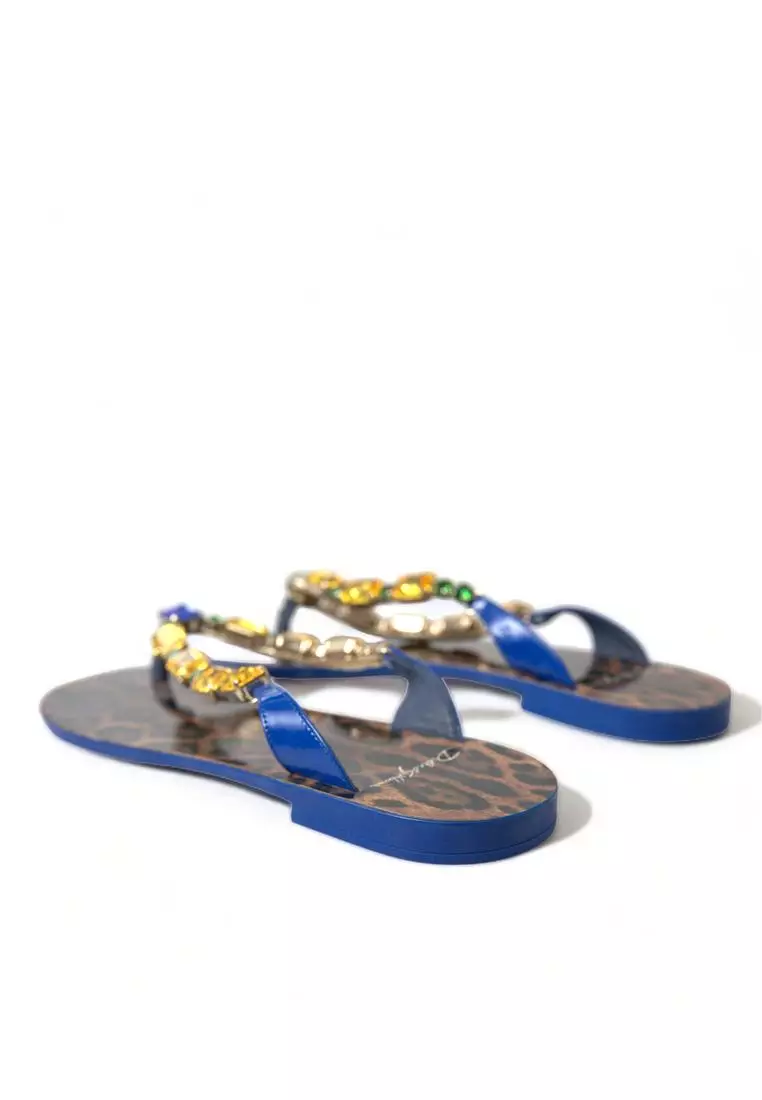 網上選購Dolce & Gabbana Leather Flip Flop Sandals with Logo