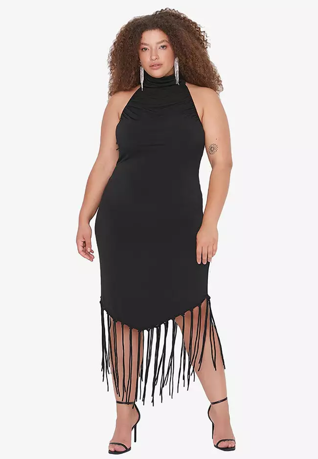 Fringe dress plus size sale