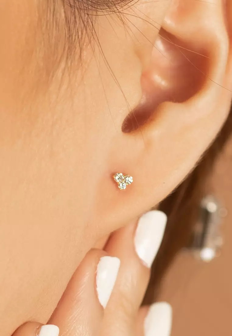 Diamond Mini Cluster Studs 14k Gold