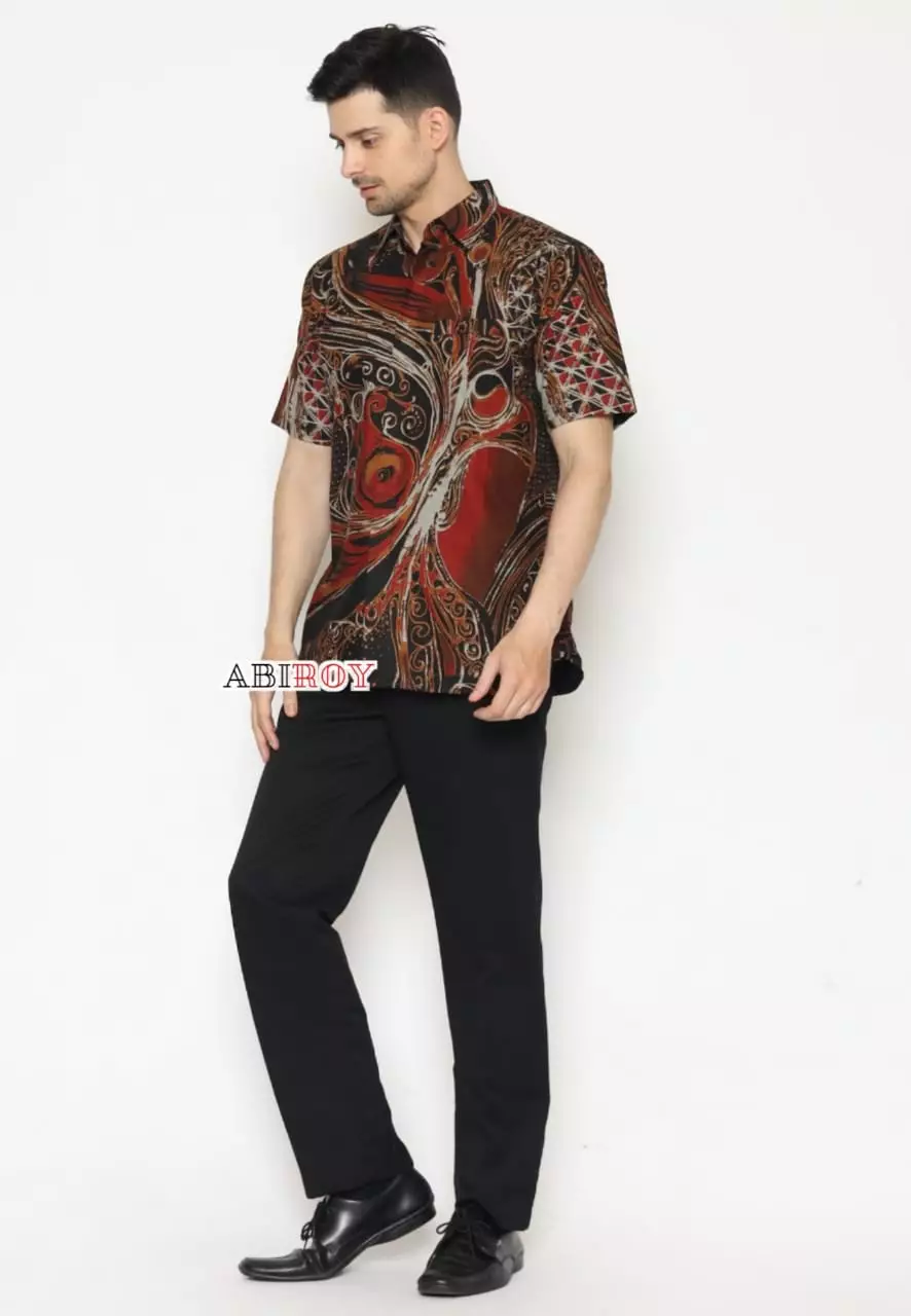 Kemeja Batik Lasm Pria Premium Slimfit Elegant Modern Lengan Pendek Gandra