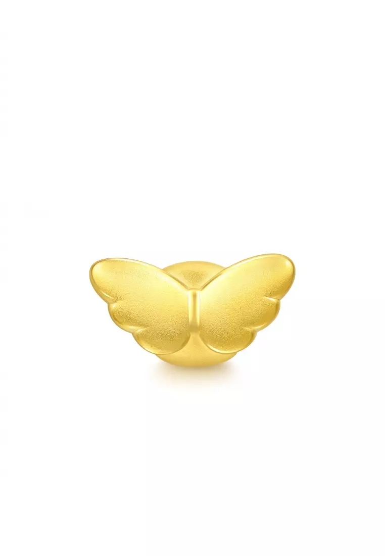 999 24K Solid Gold Angel Wing Charm 86507C (Bracelet not included)