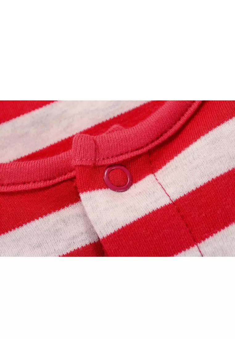 Baby Boy Red Stripe Romper w Embroidered Puppy