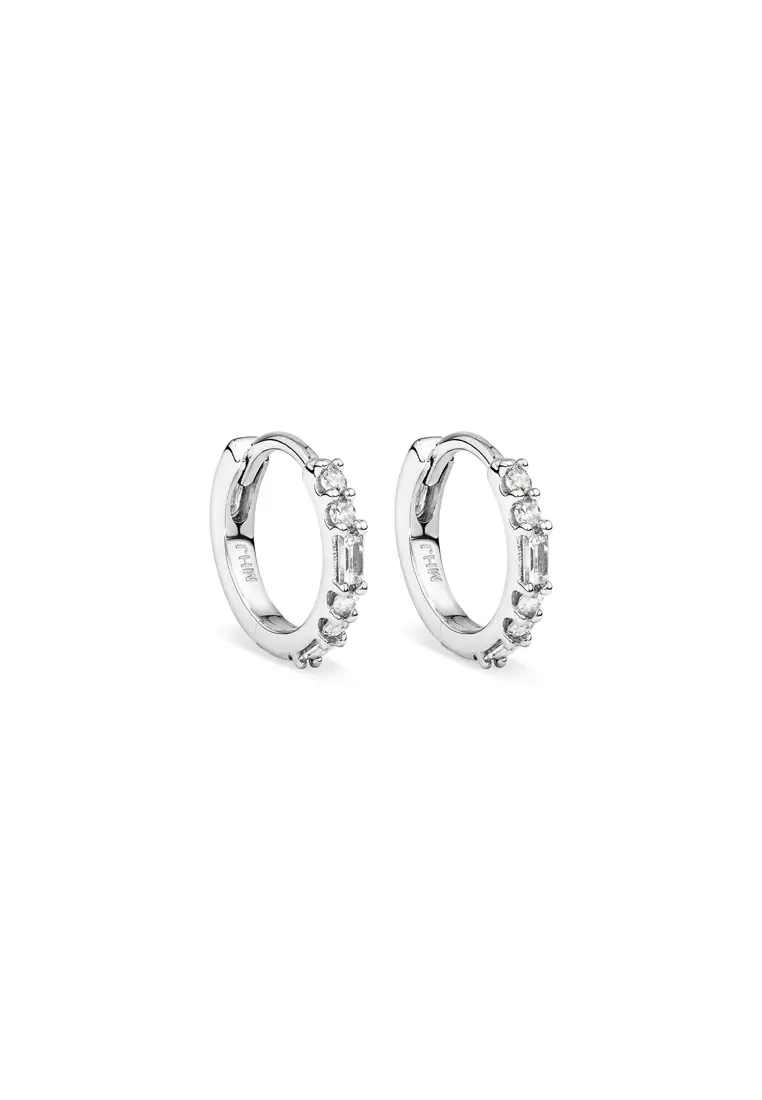 White gold shop diamond hoop earring