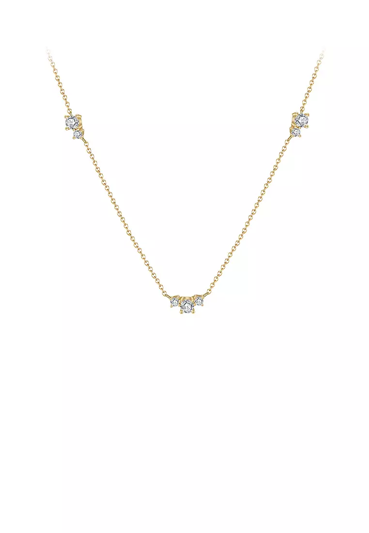 925 Sterling Silver Plated Gold Simple and Fashion Geometric Cubic Zirconia Necklace