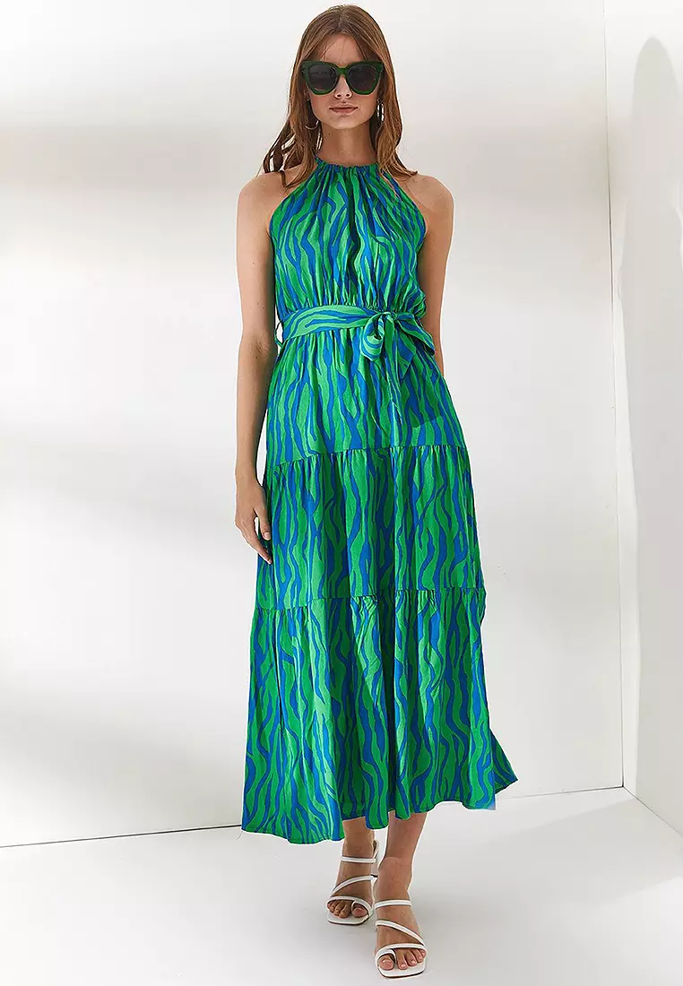 Halter Neck Belted Dress