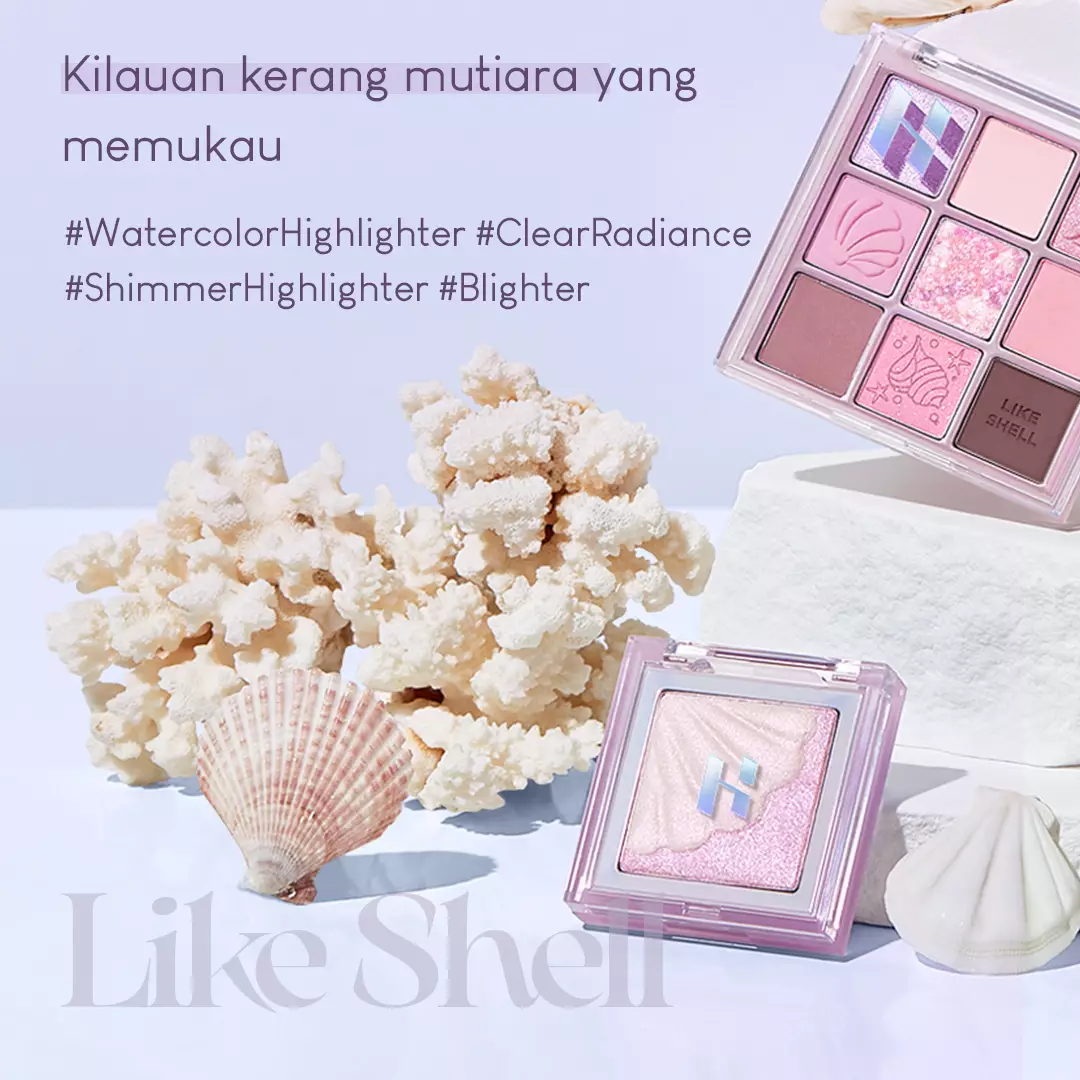 Holika Holika Shell Glow Highlighter (Like Shell Collection) | Two Tone Blush & Highlighter 02 Pearly Briller