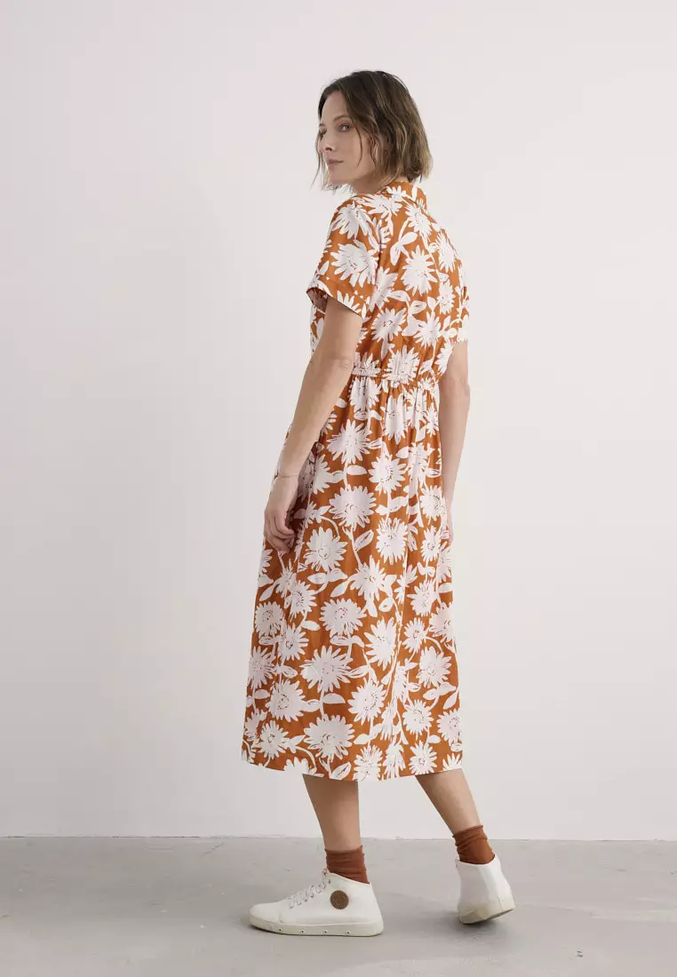 Seasalt Cornwall Yellow Fleet Checked Midi Dress