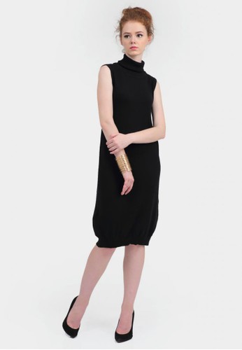 MKY Derrica Sleeveless Turtle Neck Dress in Black
