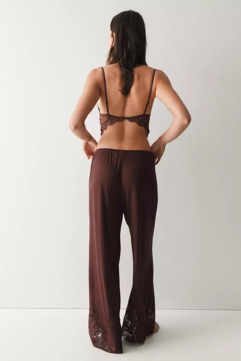 Lace-trimmed pyjama bottoms
