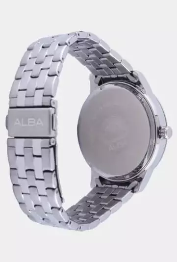 Jam Tangan Pria Vintage Alba AS9099 AS9099X1 Stainless Steel Silver Quartz Watches Brown Dial Silver Brown Color