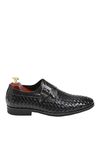 Twenty Eight Shoes black VANSA Braided Crocodile Pattern Cowhide Single Monk Strap Shoes VSM-F0241 CA7F9SH805E931GS_1