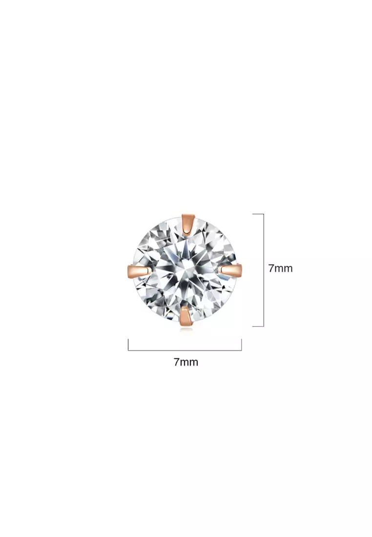 Solid Silver Mary Anne Crystal Stud Earrings In Rose Gold