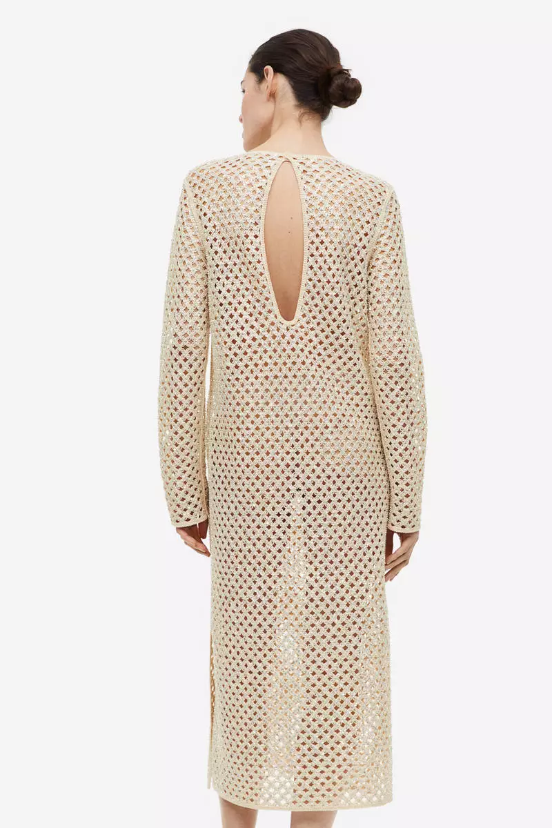 Buy H&M Sequined hole-knit dress 2026 Online | ZALORA