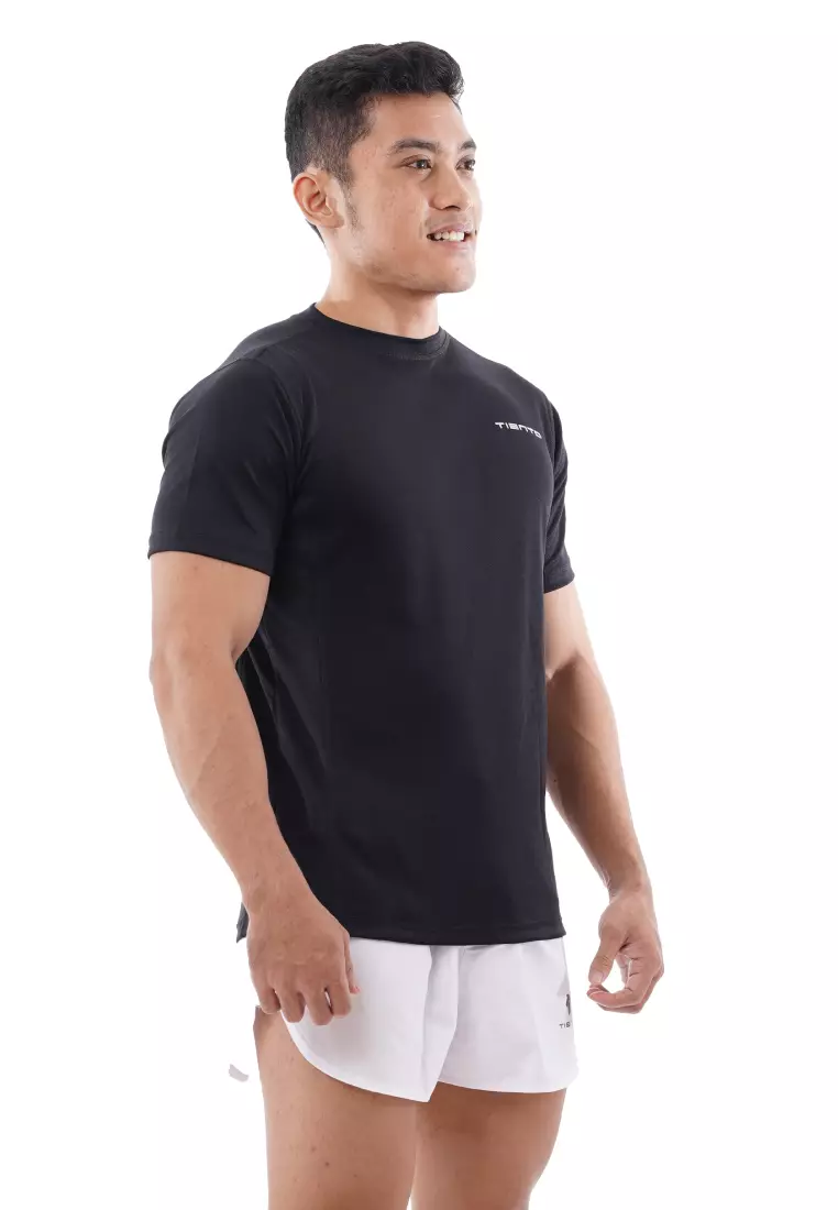Tiento Kaos Dry Fit Men Black Baju Olahraga Lari Pria