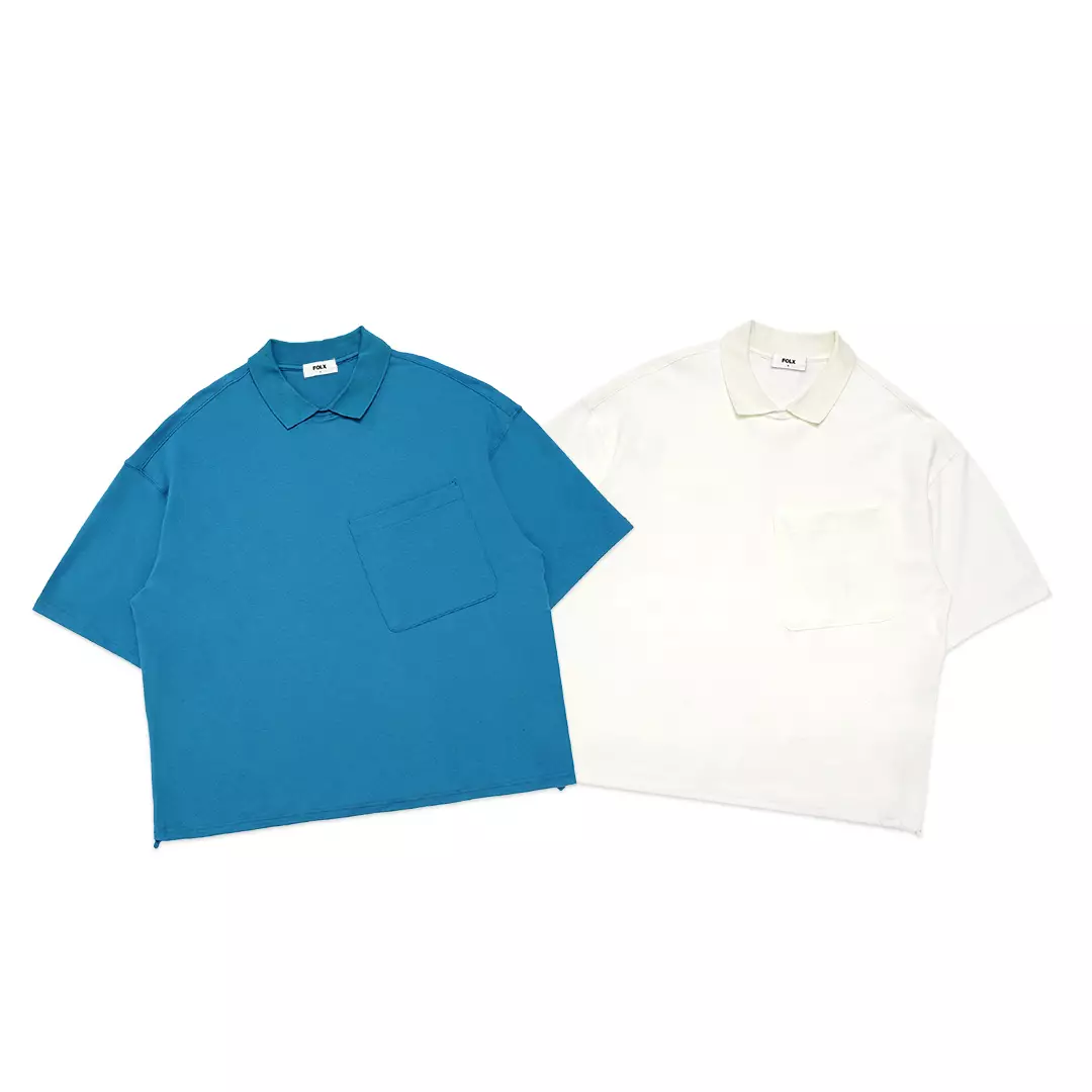 Polo Collar Oversize T-Shirt Blue