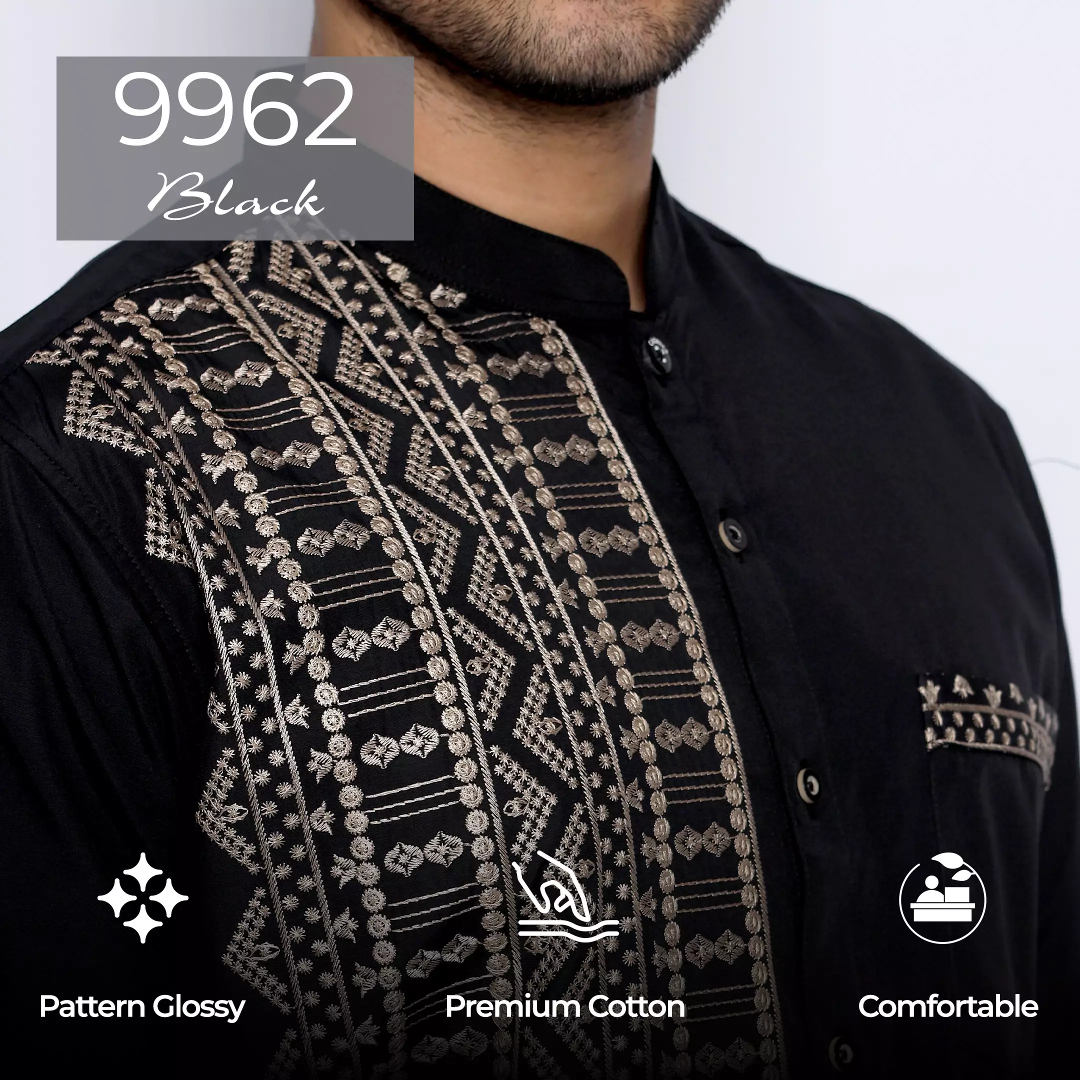 Casella Baju Koko Pria Lengan Panjang Premium Edisi Koko Sultan 9962 Black