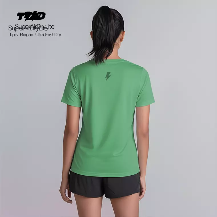 TDACTIVE Kaos Lari Running Tangan Pendek Wanita Superairdrylite - 3lines sage green muda LSE91