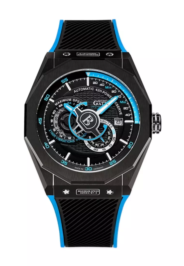 Automatic Unisex Stainless Steel Watch, Rubber Strap