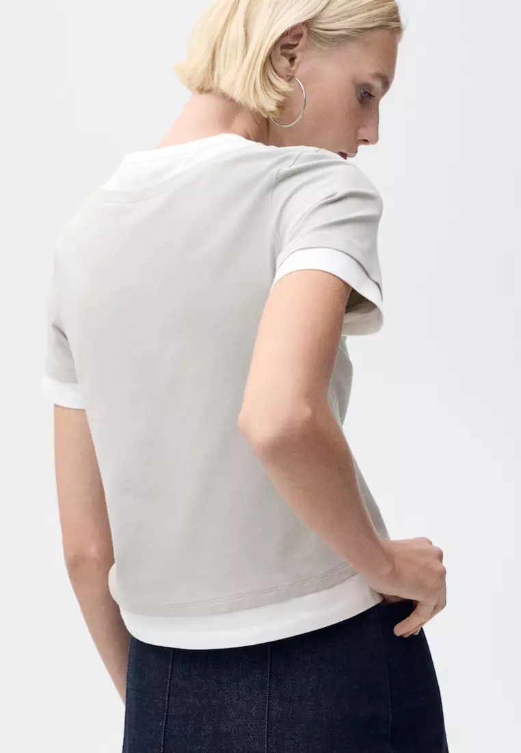 Contrasting Cotton-Blend T-Shirt